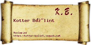 Kotter Bálint névjegykártya